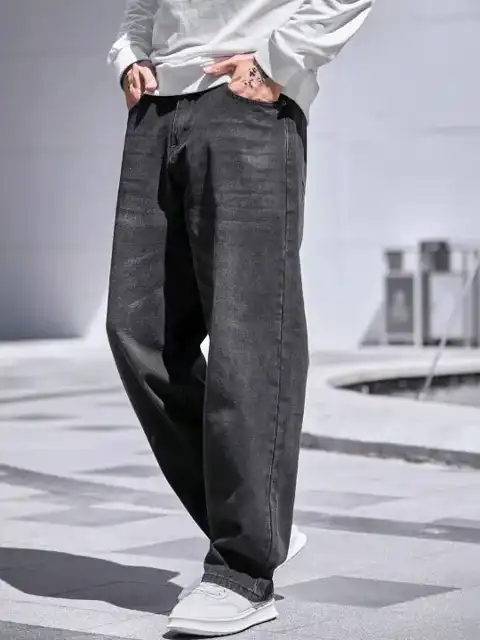 Grey Wide Leg Jeans — view 1