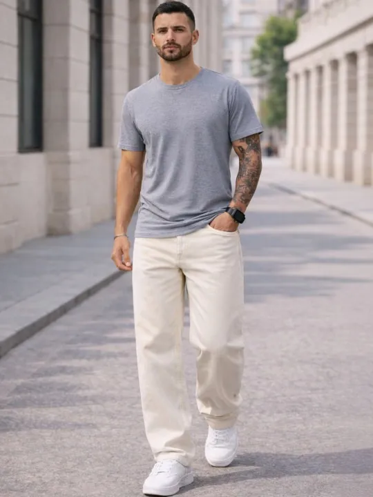 Grey Straight Jeans — view 3
