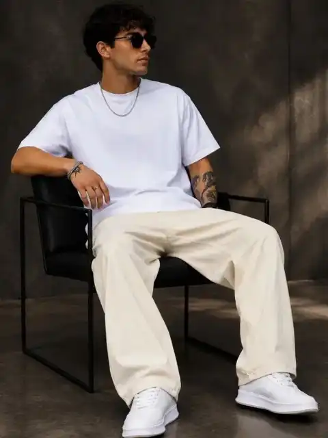 Beige Straight Jeans — view 3
