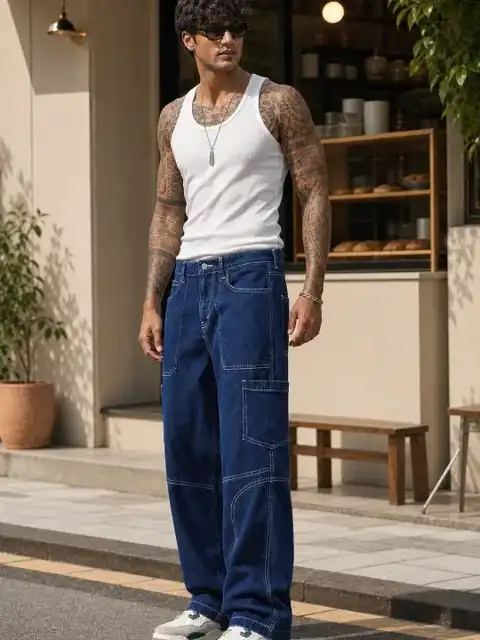 Blue Baggy Jeans — view 3