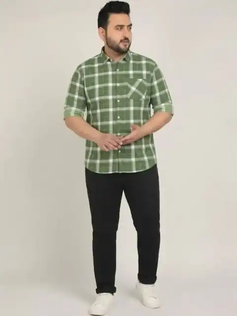 Green Checked Regular Shirt — view 1