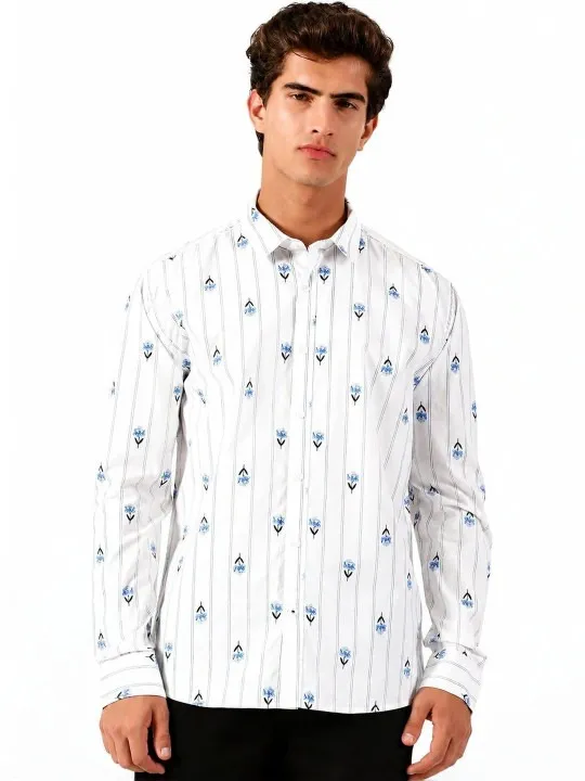 Blue Floral Regular Shirt — view 1