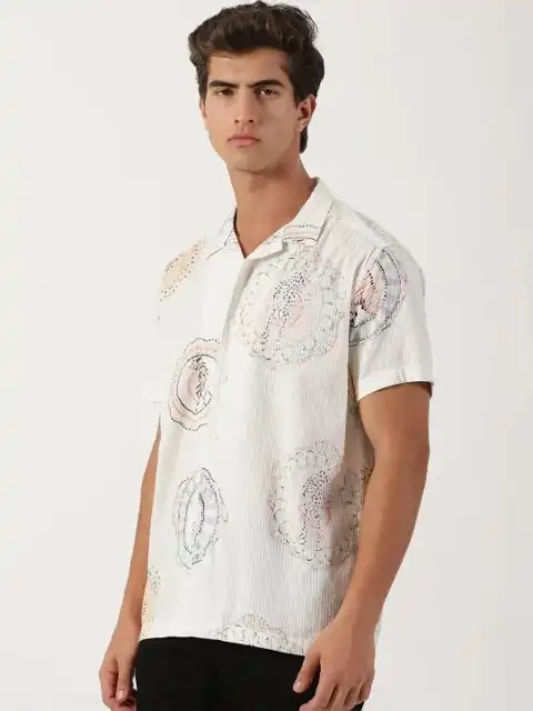 Blue Printed Regular Shirt — view 3