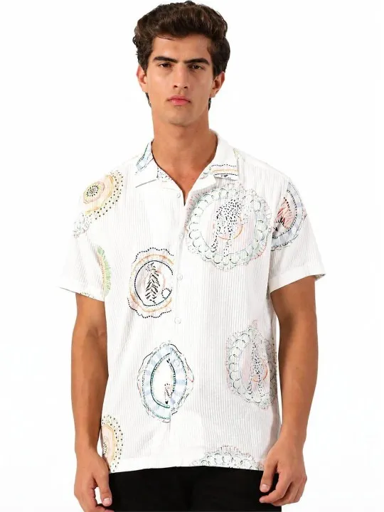 Blue Printed Regular Shirt — view 2