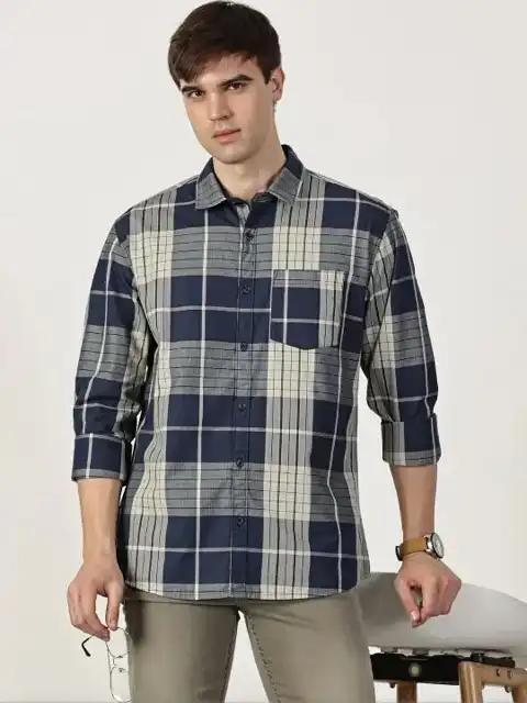 Blue Checked Slim Shirt — view 4