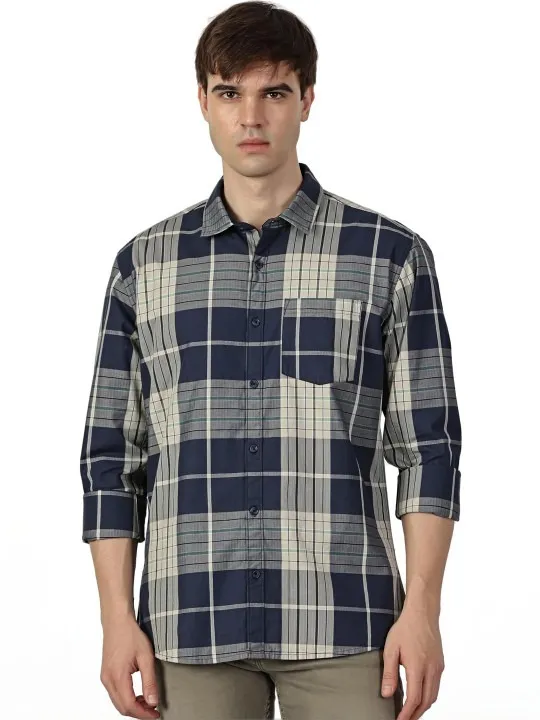 Blue Checked Slim Shirt — view 1