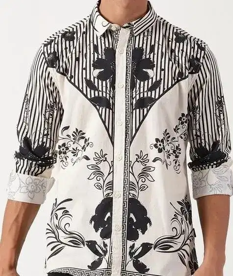 Blue Floral Slim Shirt — view 1
