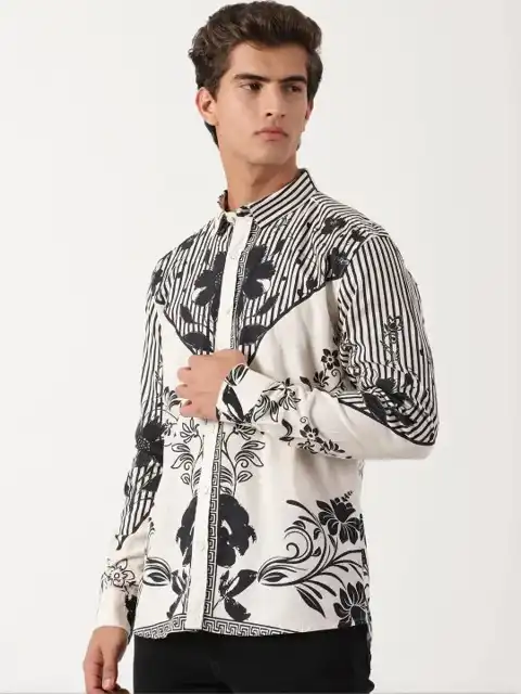 Blue Floral Slim Shirt — view 3