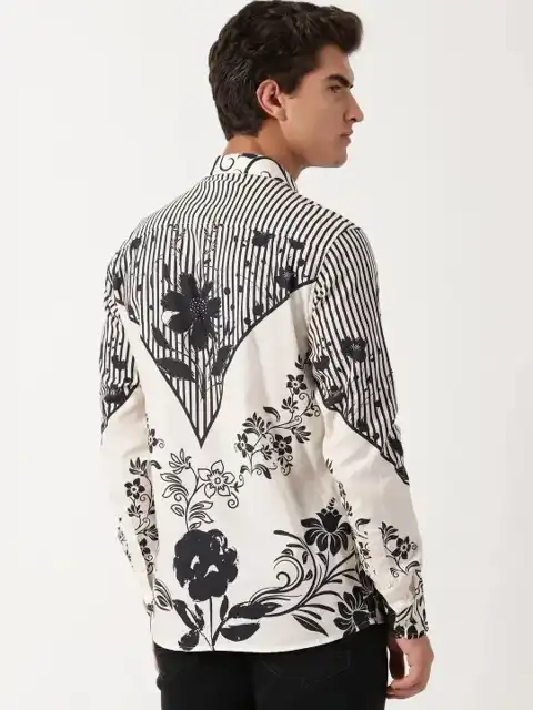 Blue Floral Slim Shirt — view 4
