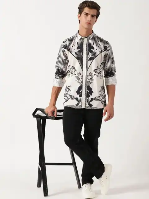 Blue Floral Slim Shirt — view 5
