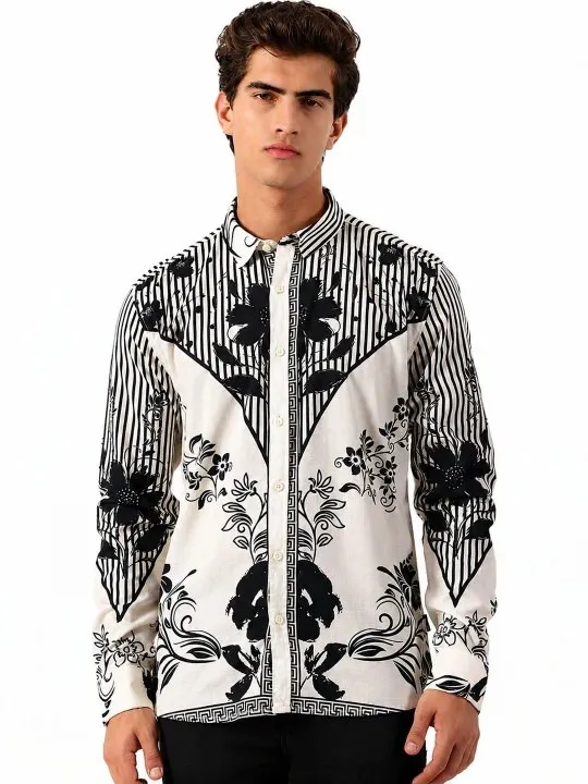 Blue Floral Slim Shirt — view 2