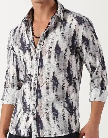 Blue Printed Slim Shirt — view 1