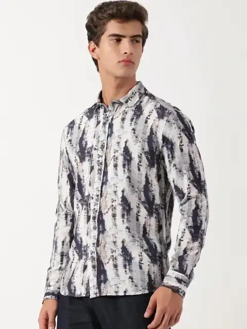 Blue Printed Slim Shirt — view 3