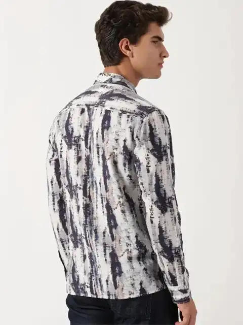 Blue Printed Slim Shirt — view 4