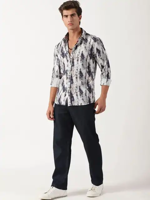 Blue Printed Slim Shirt — view 5