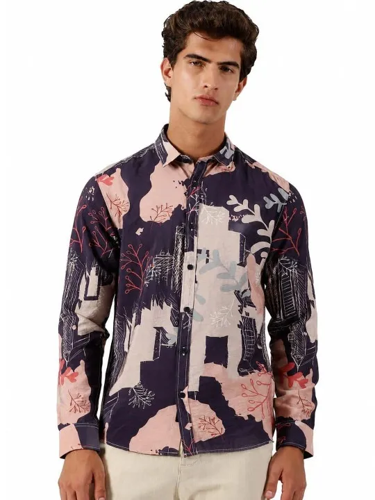 Blue Printed Slim Shirt — view 2