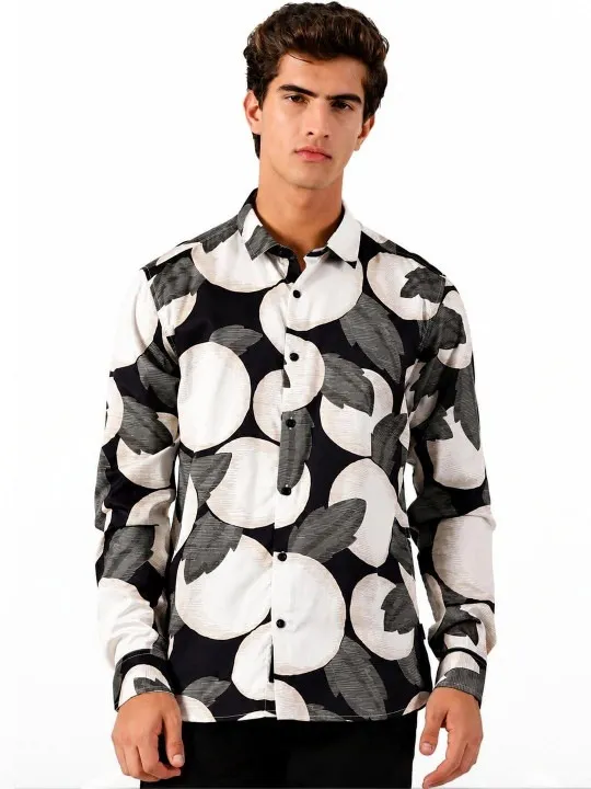 Blue Printed Slim Shirt — view 2