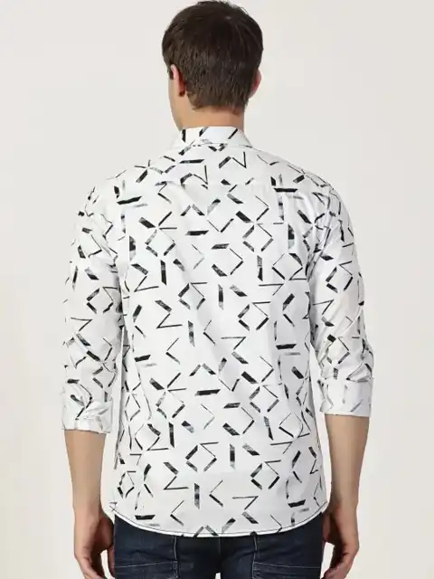 Blue Printed Slim Shirt — view 3
