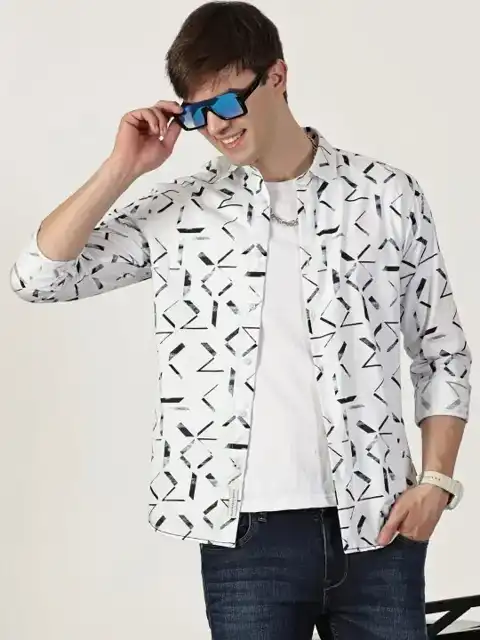 Blue Printed Slim Shirt — view 4