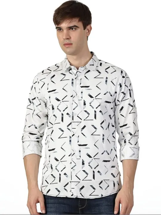 Blue Printed Slim Shirt — view 1