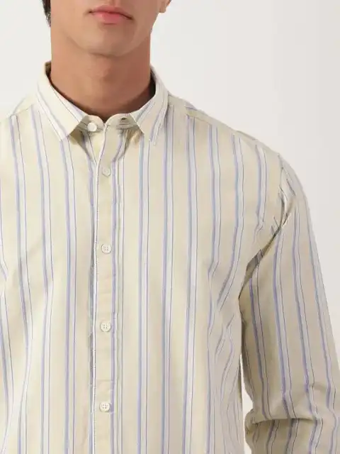 Blue Striped Slim Shirt — view 3