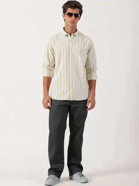 Blue Striped Slim Shirt — view 5