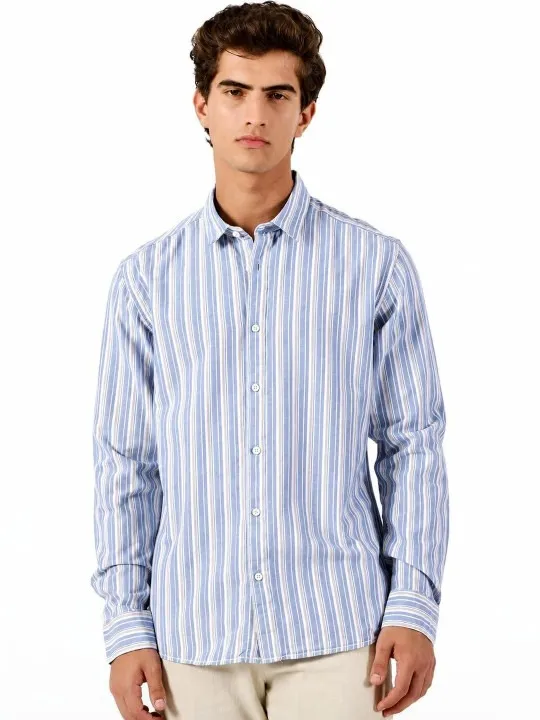 Blue Striped Slim Shirt — view 2