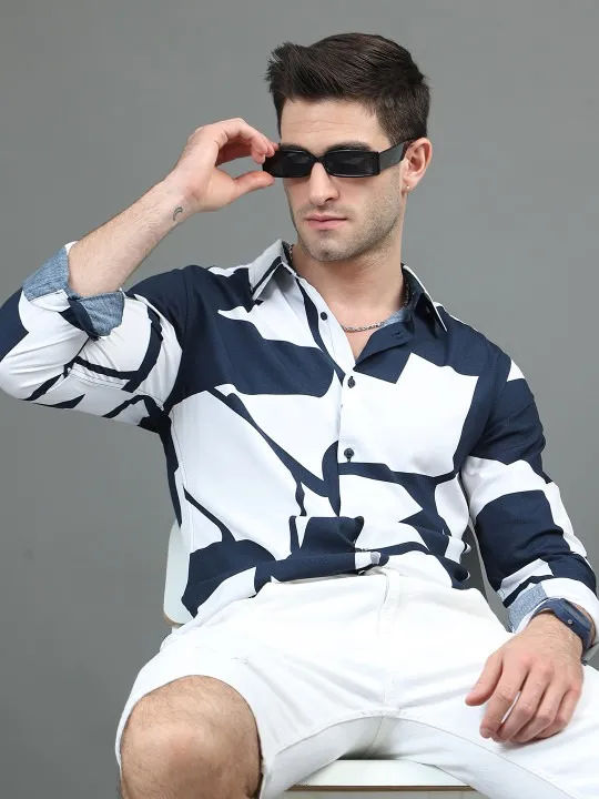 Green Printed Slim Shirt — view 1