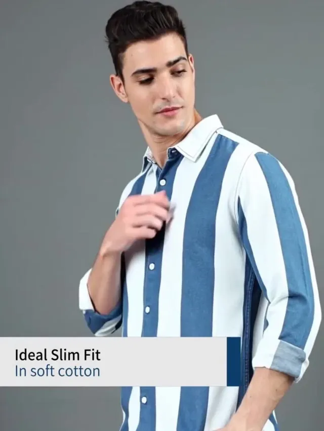 Blue Striped Slim Shirt — view 3