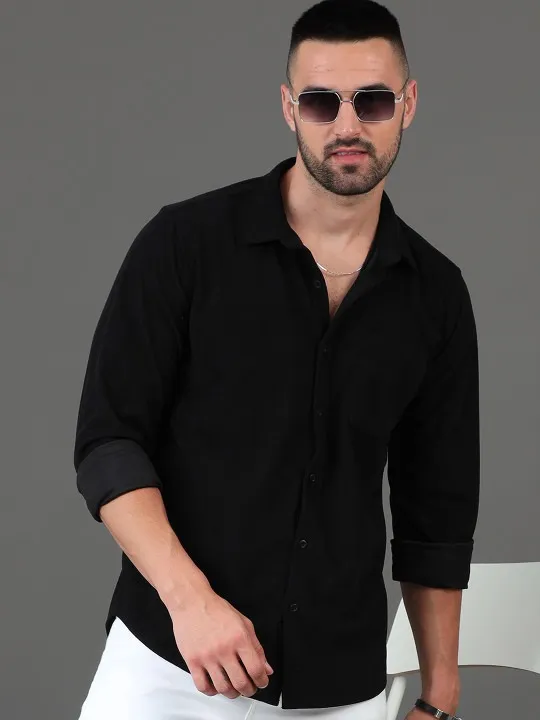 Black Checked Slim Shirt — view 2