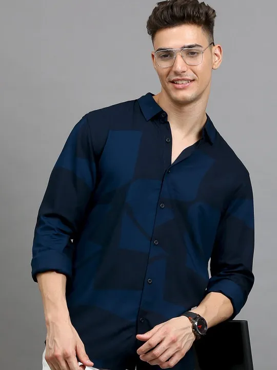 Black Printed Slim Shirt — view 1