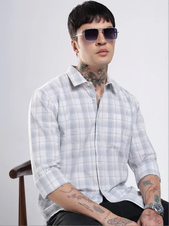 Purple Checked Regular Shirt — view 1