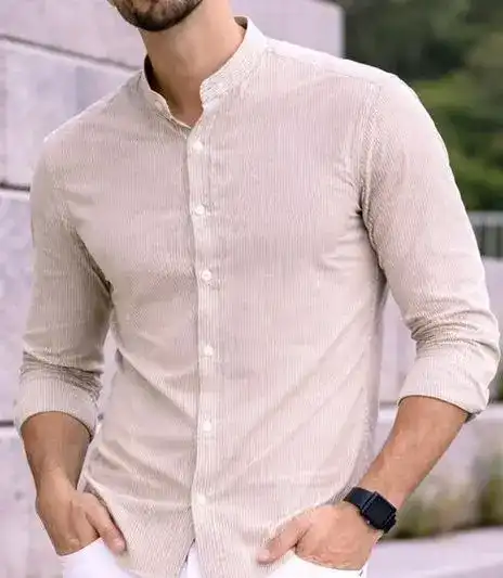 Grey Striped Regular Shirt — view 1