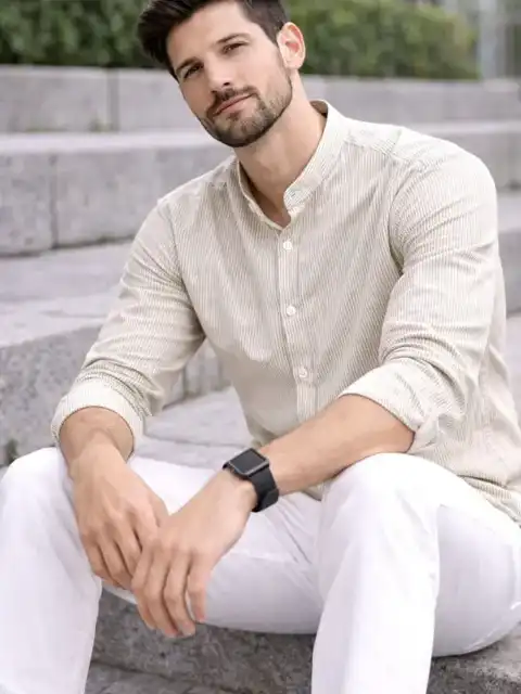 Grey Striped Regular Shirt — view 3