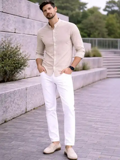 Grey Striped Regular Shirt — view 4