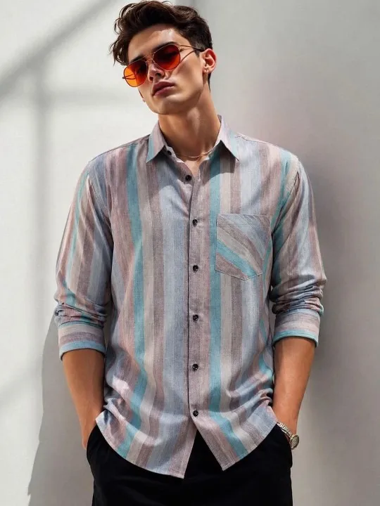 Purple Striped Regular Shirt — view 1