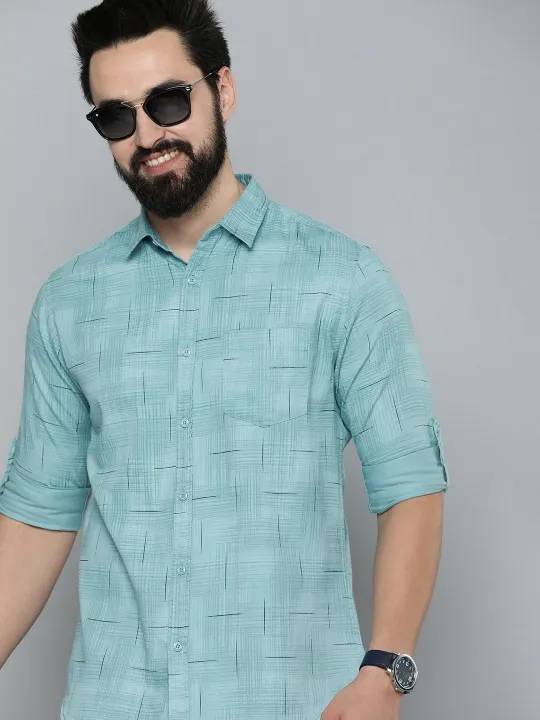 Beige Checked Slim Shirt — view 1