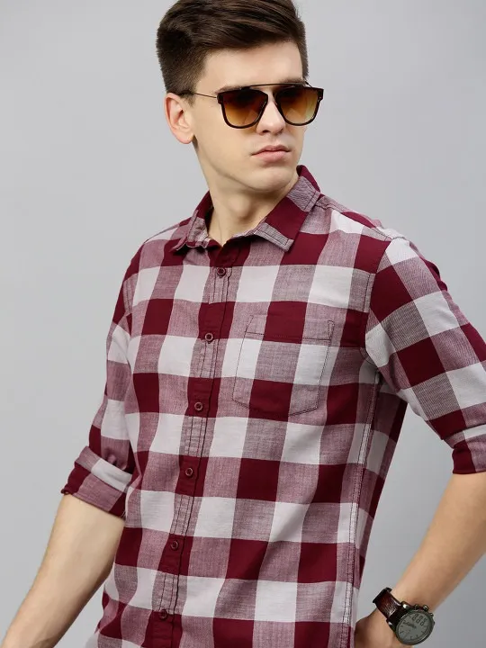 White Checked Slim Shirt — view 1