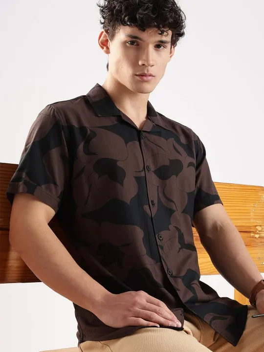 Black Printed Regular Shirt — view 1