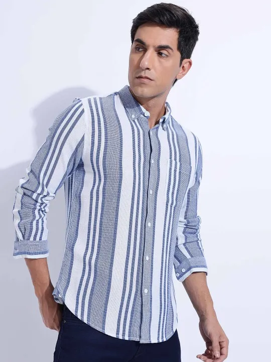 Purple Striped Slim Shirt — view 4