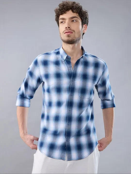 Purple Checked Slim Shirt — view 1
