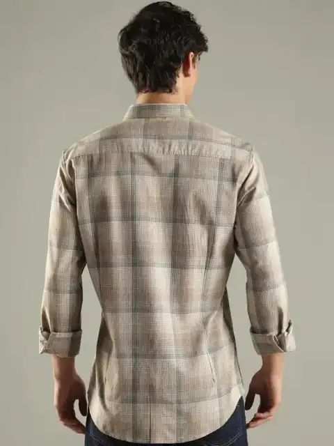 Beige Checked Slim Shirt — view 3