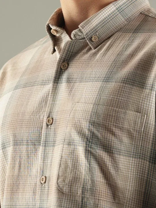 Beige Checked Slim Shirt — view 1