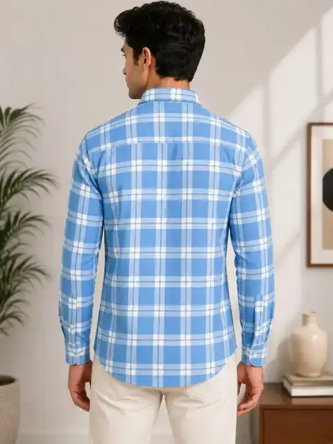 Beige Checked Slim Shirt — view 2