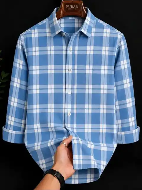 Beige Checked Slim Shirt — view 3