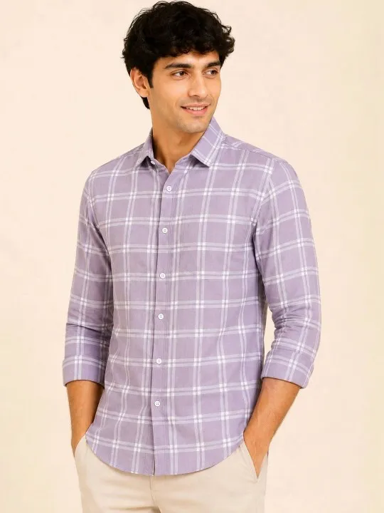 Orange Checked Slim Shirt — view 1