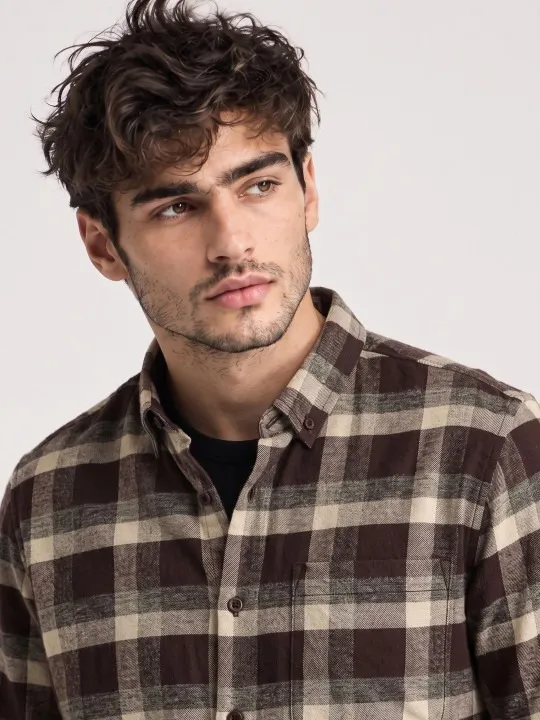Beige Checked Slim Shirt — view 2