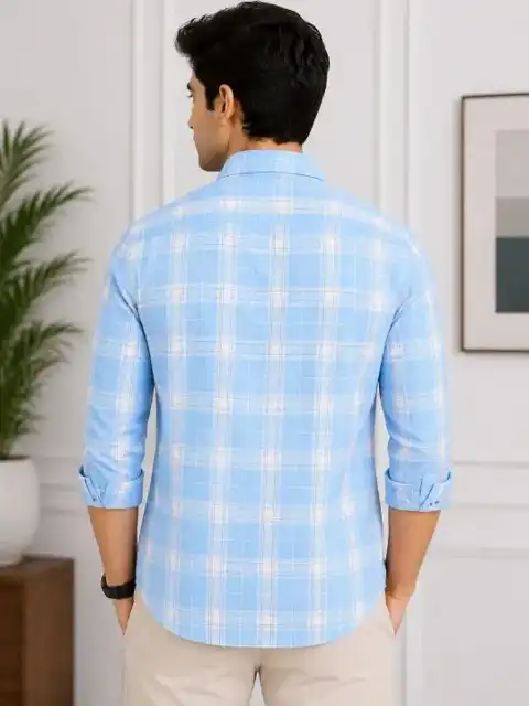Beige Checked Slim Shirt — view 2