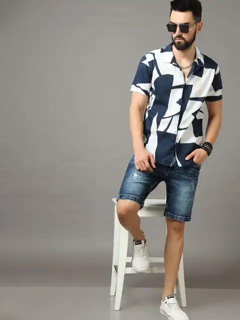 Purple Printed Slim Shirt — view 1