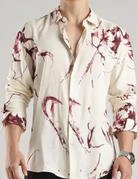 Pink Printed Slim Shirt — view 1